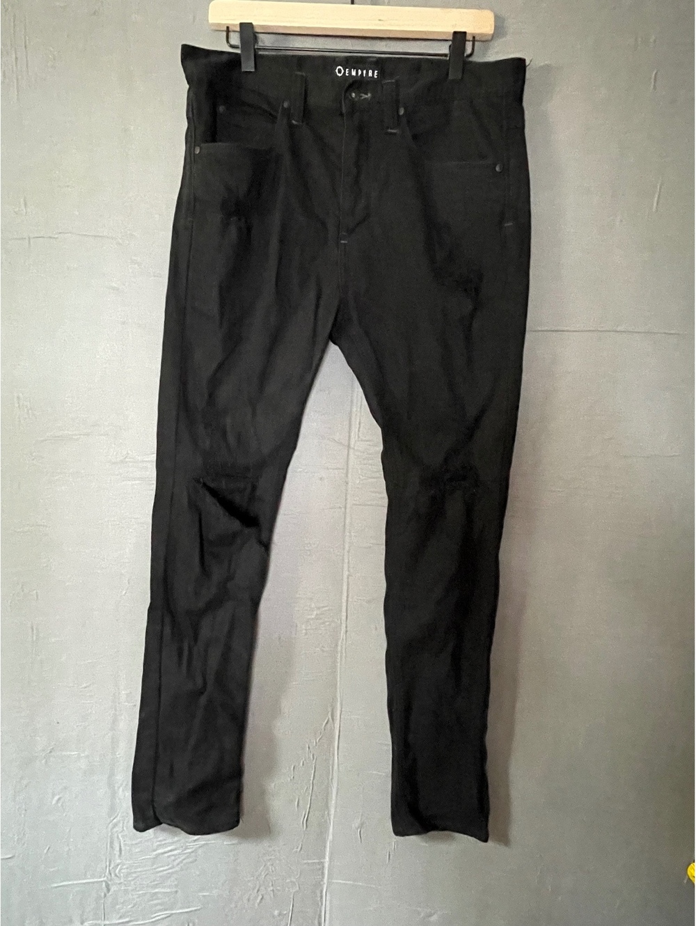 Empyre Verge Black Distressed Skinny Jeans Mens Size 32 Slim Fit Stretch Denim